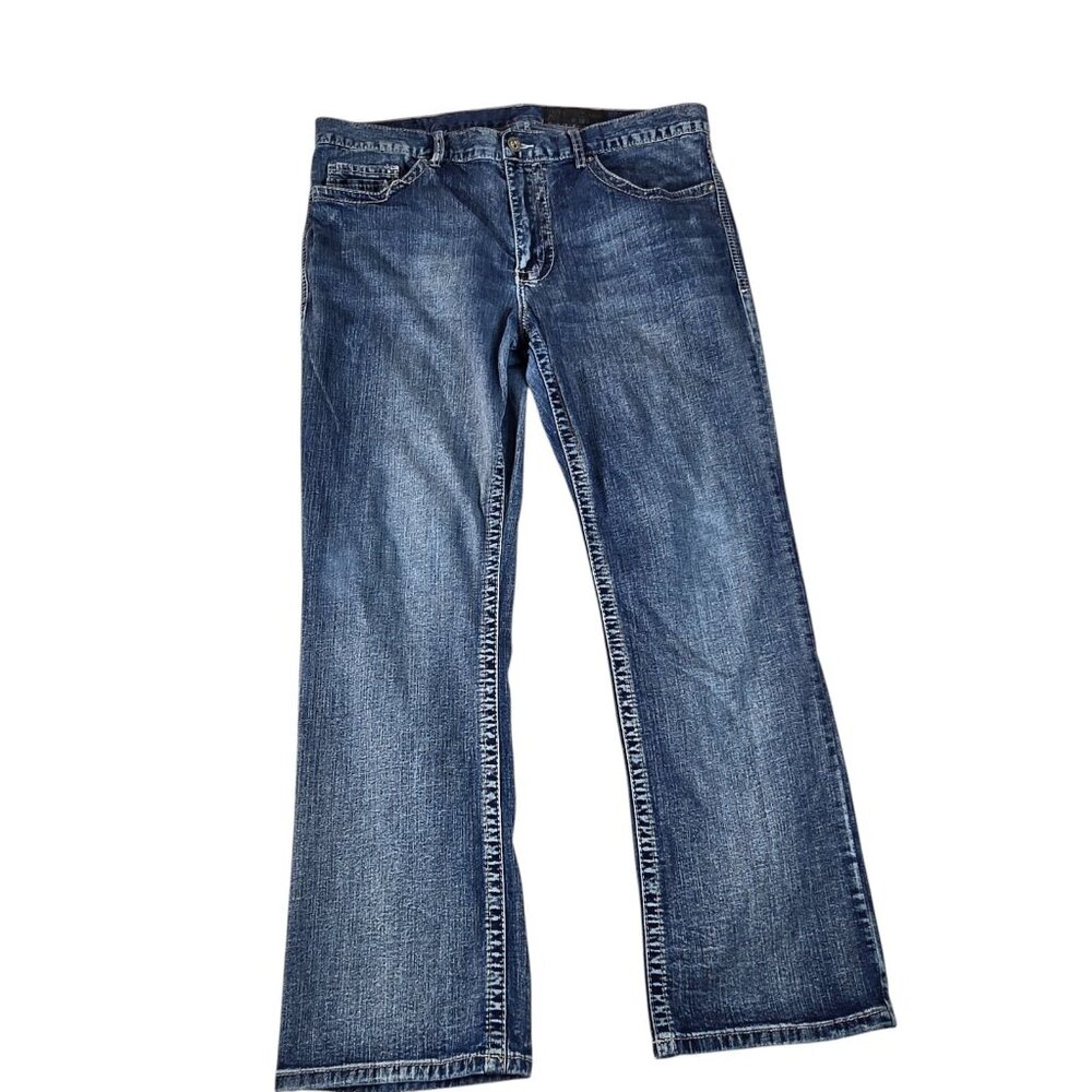 Axel Jeans Mens 38x32 Blue Bootcut Aspetuck Denim Whiskers Western Rugged Urban